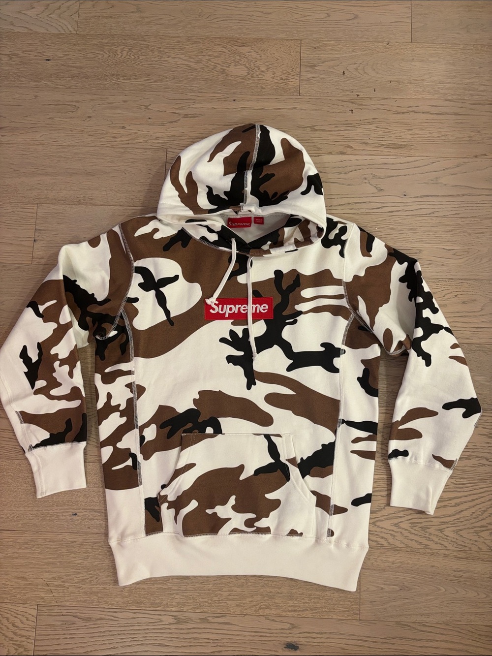 Supreme Brown, White & Black Camo Box Logo Hoodie